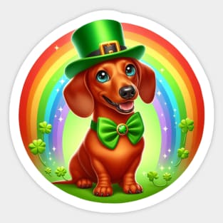 Lucky St Patrick's Dachshund Sticker